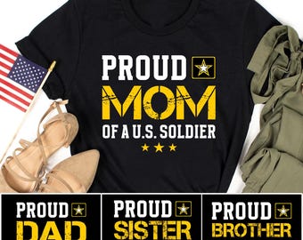 Proud Mom of a US Soldier Shirt, Military Mom Tee, Army Family Gift, My Son My Hero, Soldier Mom Support, USA Military Family Day Tshirt