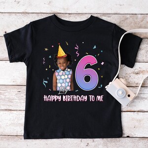Personalized Birthday Shirt For Girls Kids with Your Photo, Custom Birthday Shirt For Girl, Birthday Gift, Birthday Girl Shirt, Birthday Tee