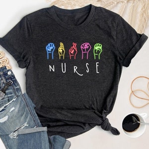 Personalized Nurse Sign Language Shirt, Nurse Shirt, Custom Hand Sign Language T-Shirt, Nurse Squad Shirt, ASL Nurse Gift