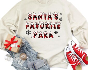 Santa's Favorite Para Christmas Shirt, Christmas Paraprofessional T-Shirt, Xmas Para Shirt, Para Christmas Gift, Xmas Gift For Para