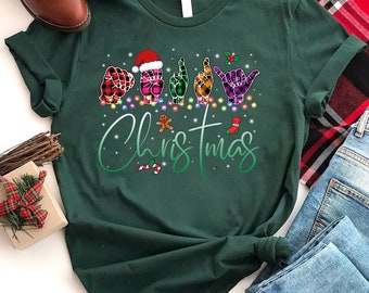 ASL Christmas Buffalo Plaid Shirt, ASL Christmas Shirt, Sign Language Christmas Tee, Christmas Sign Language Shirt, Deaf Pride
