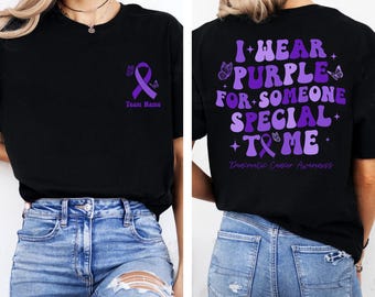 Bauchspeicheldrüsenkrebs Team Support Shirt, Purple Ribbon Awareness Tee, Support Squad, Survivor Geschenk, Familien Shirts, Team Cancer Shirts