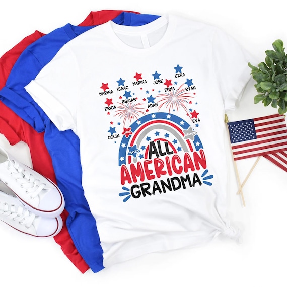 Personalized 4th Of July Grandma Shirt - Custom Patriotic Mom T-Shirt With Kids' Names, Independence Day Tee For Grandmother