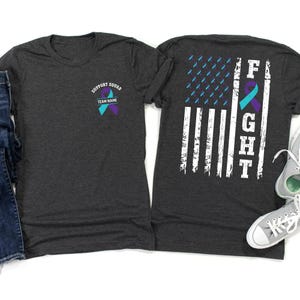 Fight Suicide Prevention US Flag Shirt, Teal & Purple Ribbon Tee, Suicide Prevention Awareness T-Shirt, Suicide Prevention Team Name Tshirt