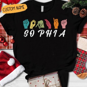 Personalisierte Gebärdensprache Shirt, benutzerdefinierte Name Handzeichensprache T-Shirt, Retro Vintage Herren Damen Shirt, ASL T-Shirt, gehörlosen Stolz ASL Shirt