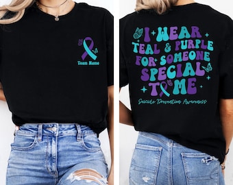 Suizidprävention Awareness T-Shirt, Teal & Purple Ribbon T-Shirt, You Matter Mental Support Shirt, Stay Shirt, Semikolon Support T-Shirt