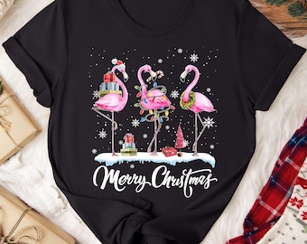 Merry Christmas Flamingo T-shirt, Cute Flamingo Christmas Shirt - Main Image