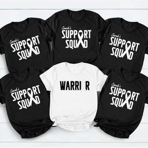 Lung Cancer warrior Shirt, Support Squad Tee, White Ribbon Awareness, Survivor Fighter Geschenk, passende Familien Team Shirts, individueller Name
