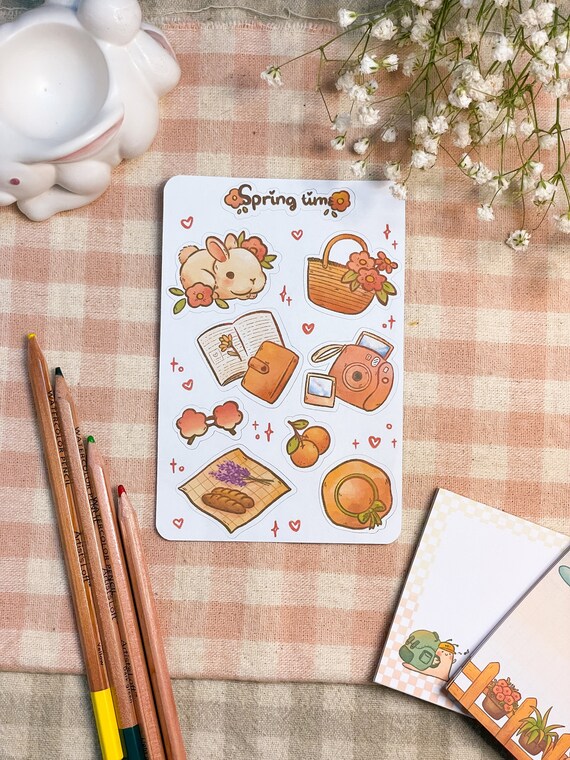 Spring Time Sticker Sheet Cute Sticker Sheet Spring Picnic - Etsy