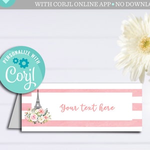 Paris Place Card, Paris Tent Card, Paris Name Card, Paris Bridal Shower Decor, Paris Bachelorette Party Decor, Paris Name Card Wedding