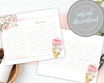 Ice Cream Recipe Card: Bridal Shower Printable (Instant Download)