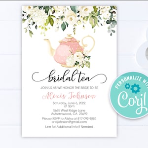 Floral Bridal Tea Shower Invitation: Pink Love is Brewing (Digital Invite)