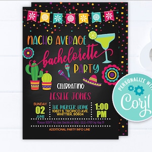 Fiesta Bachelorette Party Invitation: Cactus, Taco Bout Love (Editable Printable)