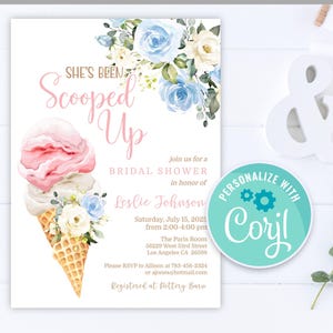 She&#39;s Been Scooped Up Bridal Shower Invitation Ice Cream Summer Bridal Shower Editable Printable Instant Download Digital Invite Template