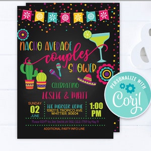Fiesta Nacho Average Couples Shower Invitation Mexican Fiesta Cactus Taco Bout Love Invite Editable Printable Instant Download Template