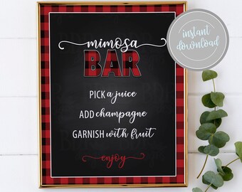 Flannel Mimosa Bar Sign: Bridal Shower Decor (PDF & JPEG)