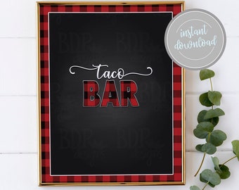 Flannel Fling Taco Bar Sign: Buffalo Plaid Bridal Shower (PDF & JPEG)