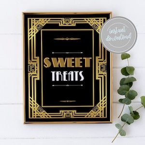 Great Gatsby Roaring 20's Sweet Treats Dessert Table Sign Printable Instant Download
