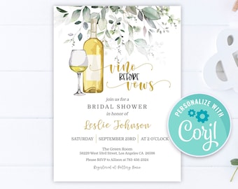 Wine Tasting Bridal Shower Invitation: Editable Vineyard Template (Digital Invite)