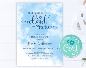 Cloud Nine Bridal Shower Invitation: Editable Template (Digital Download)