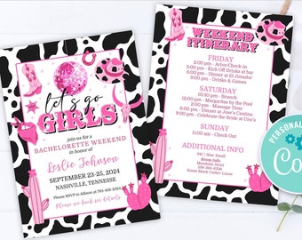 Last Rodeo Bachelorette Invitation: Western Cowgirl Theme (Editable)