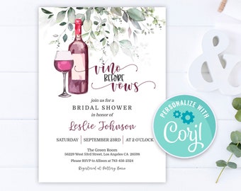 Vino Before Vows Bridal Shower Invitation: Wine Tasting (Digital Invite Template)