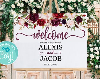 Wedding Welcome Sign, Wedding Welcome Sign Template, Welcome Sign for Wedding, Floral Welcome Sign Wedding, Welcome Sign Wedding, BDP01