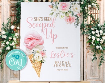 Ice Cream Bridal Shower Welcome Sign: Editable Summer Theme (Instant Download)