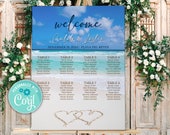 Beach Wedding Seating Chart Template: Tropical Hawaiian Design (Editable, Instant Download)