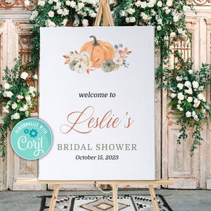 Editable Rustic Fall in Love Autumn Pumpkin Baby Shower Sprinkle Bridal Couple Wedding Welcome Yard Sign Template Instant Download