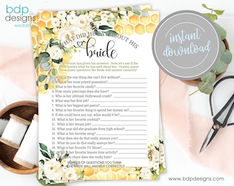 Meant to Bee Bridal Shower Game: Honeycomb Theme (Digital Download)
