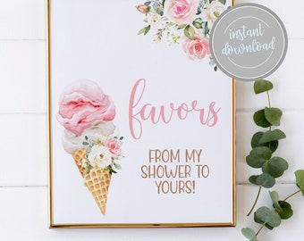 Ice Cream Bridal Shower Sign: She's Been Scooped Up Favors (PDF & JPEG)