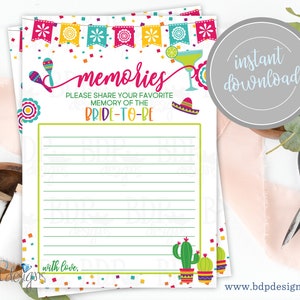 Memories of the Bride Game, Shower Game, Final Fiesta, Final Fiesta Bachelorette Party Game, Fiesta Bachelorette Party Game, Fiesta Bridal