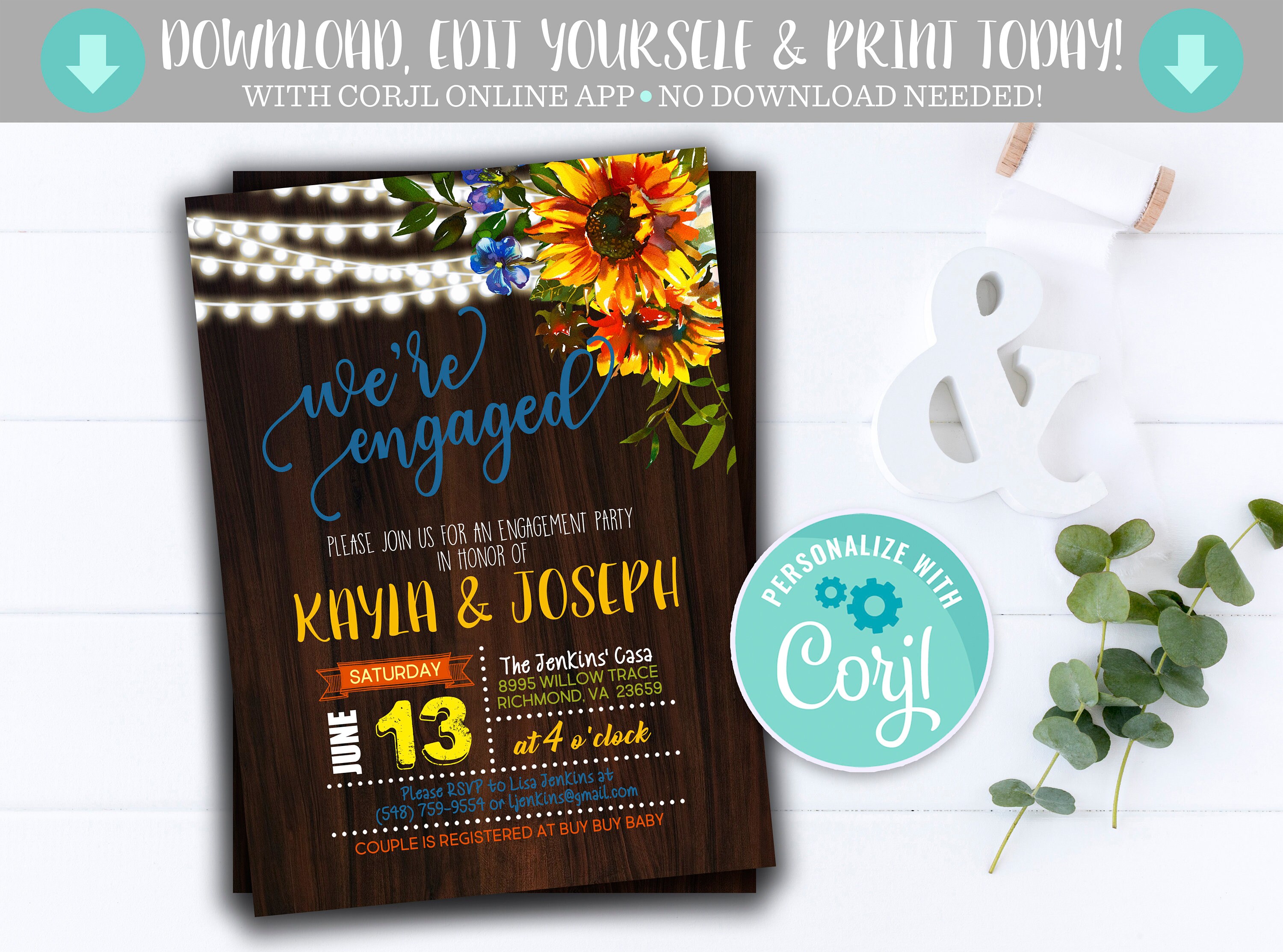 Sunflower Engagement Party Invite Engagement Party Sunflower Etsy
