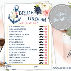 Jeu de douche nuptiale nautique : Devinez qui les mariés (imprimable)