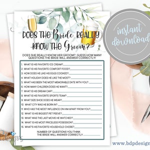 Does the Groom Really Know the Bride Bubbles and Brews Champagne Beer Couples Engagement Printable Bridal Shower Games Instant Download