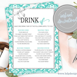 Drink If, Drink If Shower Game, Tiffanys Bridal Shower Games, Tiffanys Bridal Shower, Bride and Co Games, Bridal Shower Game, Tiffanys, Game