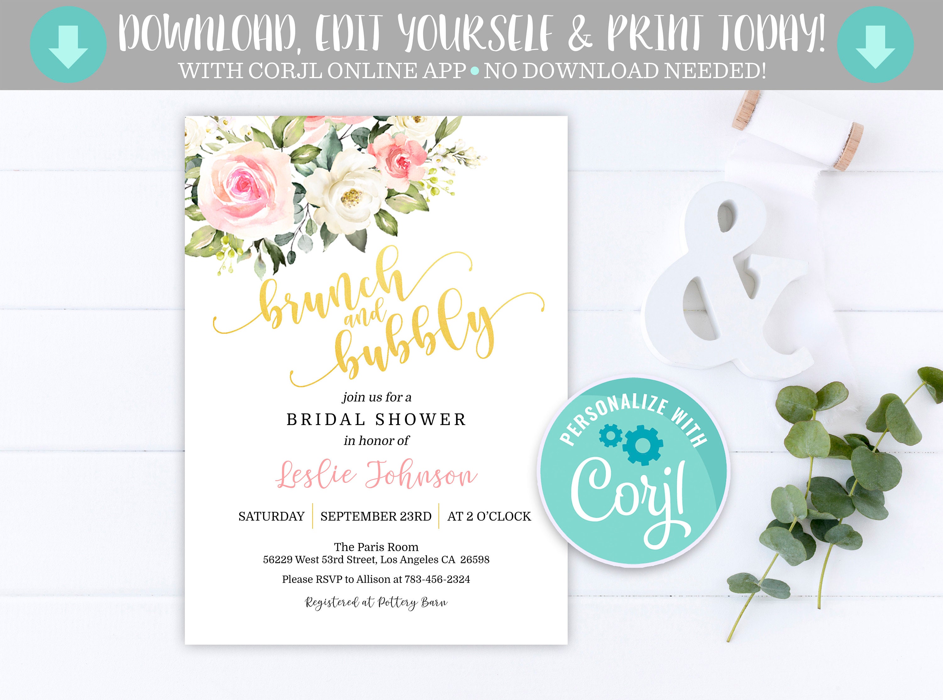 Brunch and Bubbly Bridal Shower Invitation Brunch and Bubbly Shower Invitation Brunch and Bubbly Shower Invite Brunch and