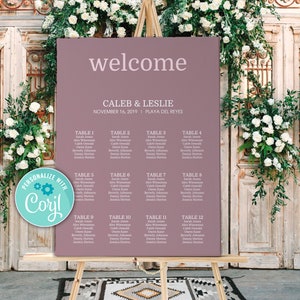 Editable Mauve Wedding Seating Chart Template (Digital Download)