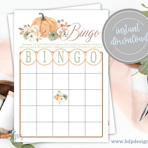 Otoño Rústico Boho Calabaza Otoño Ducha Nupcial BINGO Juego Nupcial Ducha de Boda Juegos de Brunch Imprimible Descarga Instantánea