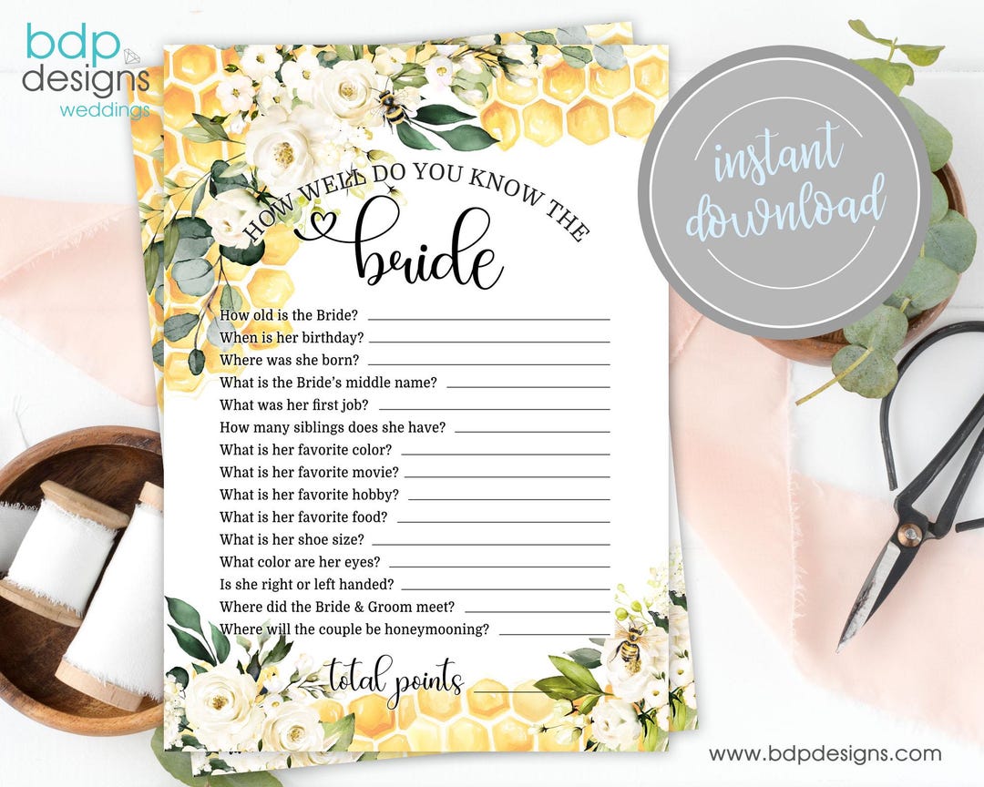 How Well Do You Know the Bride Bridal Shower Game She Found Her Honey ...