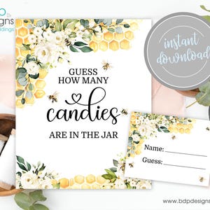 Guess How Many Candies Game Sign She Found Her Honey Meant to Bee Bridal Shower Bachelorette Bee Baby Shower Birthday Party Instant Download