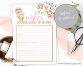 Ice Cream Bridal Shower Game: Wishes for the Bride (Instant Download)