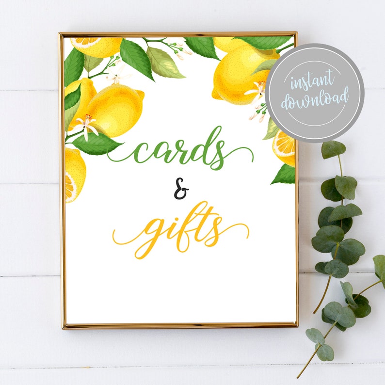Lemon Lemon Cards and Gifts Sign Cards and Gifts Sign Printable Cards and Gifts Sign Wedding Cards and Gifts Sign Lemon Wedding Sign