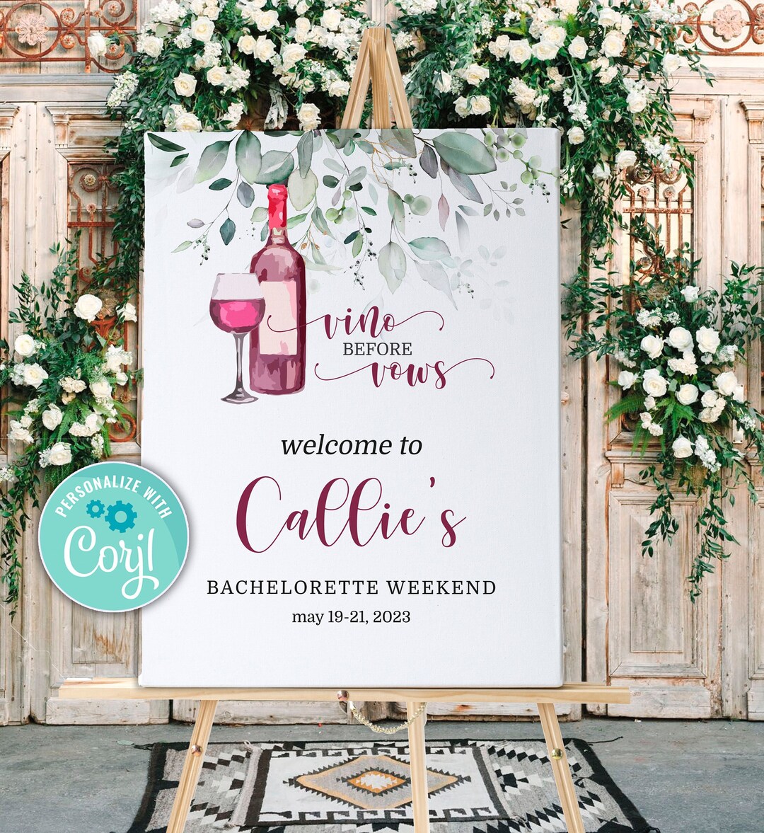 Vino Before Vows Bachelorette Welcome Sign: Napa Wine (instant Download ...