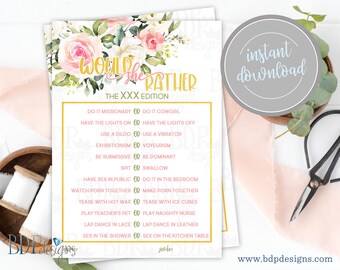 Pink Floral Bridal Shower Game: Would She Rather (PDF)