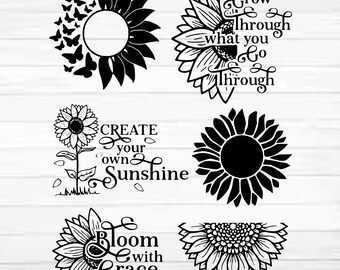 Download Half sunflower svg | Etsy