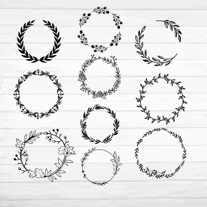 Download Art Collectibles Clip Art Leaf Floral Wreath Svg Decorative Border Laurel Wreaths Cricut Flowers Leaves Logo