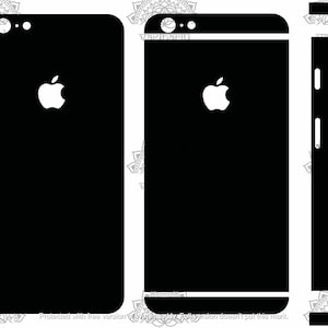 Könnte beinhalten: Ein Satz schwarzer Handy-Skins für ein iPhone. Die Skins bedecken die Vorder-, Rückseite und die Seiten des Telefons. Die Skins haben einen Ausschnitt für die Kamera und andere Funktionen.