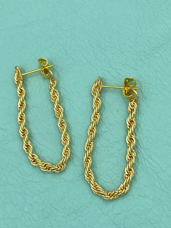 Rope Chain Drop Earrings in 14K Gold